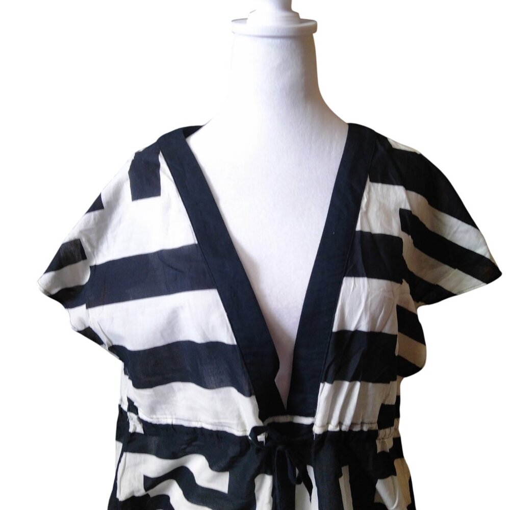 Kate Spade Dive Right In Striped Short Sleeve Cover Up Lightweight M/L?? READ - Picture 2 of 7